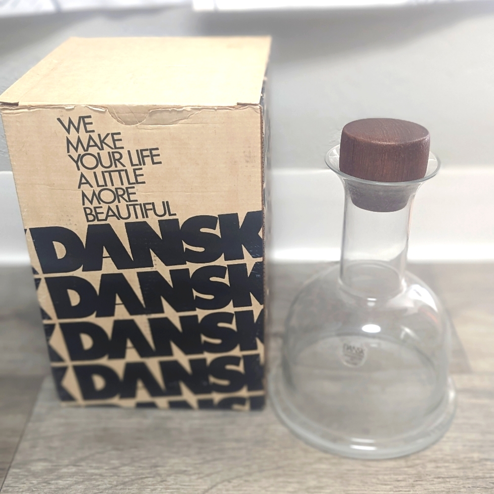 NIB Vintage Dansk Decanter w/ Wooden Stopper